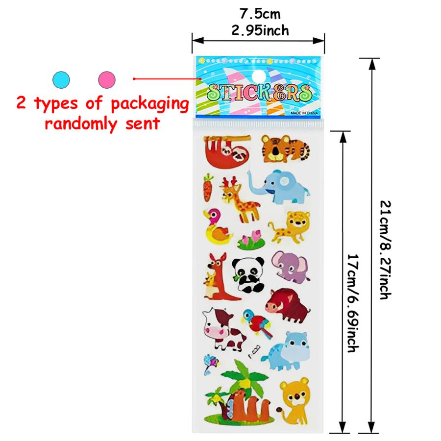 6-24pcs Cartoon Animal Styles Bubble Stickers 3D Cartoon Creative Self-adhesive Graffiti Stickers Student Reward Stickers