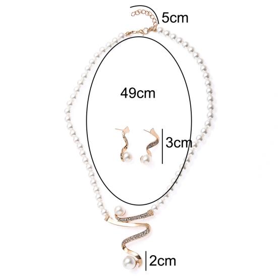 Strass Kunstperlen Halskette Ohrstecker Braut Hochzeit Schmuckset