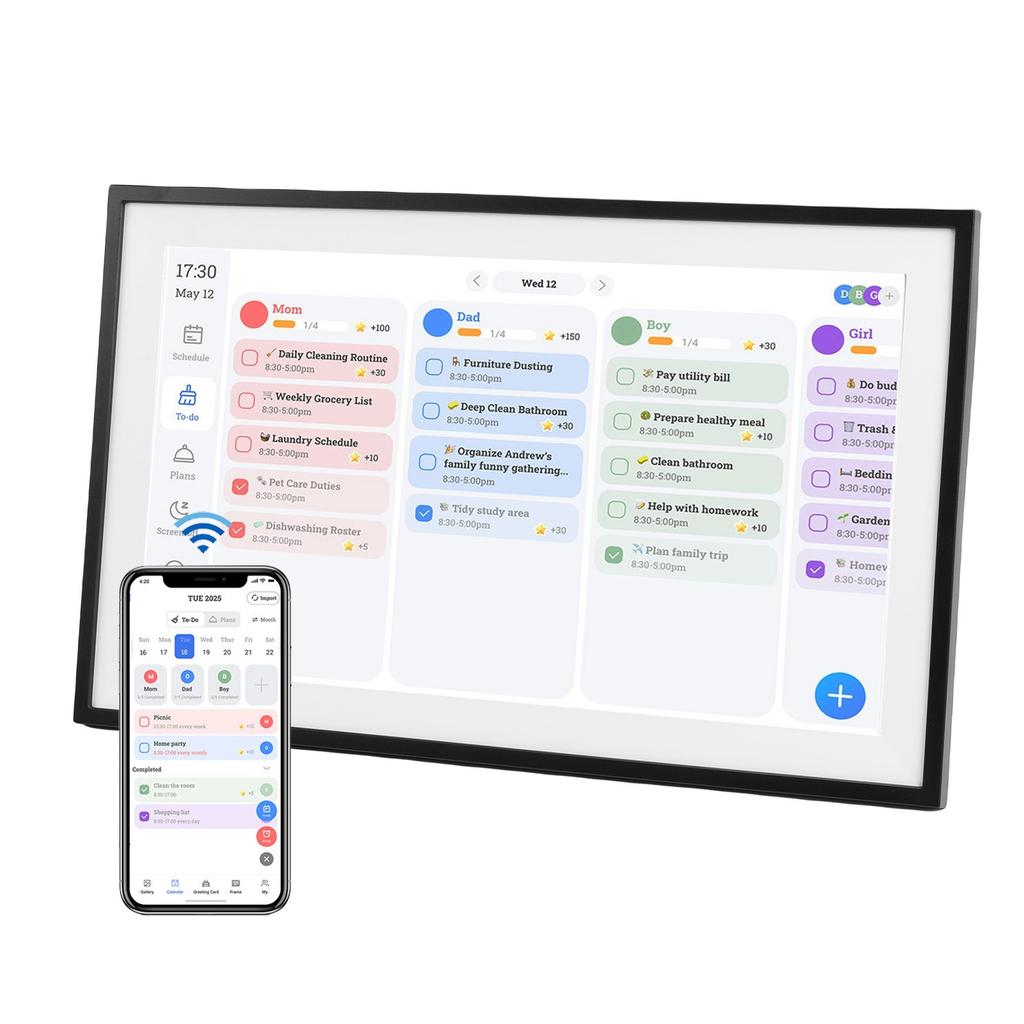 Smart Digitaler Kalender 15,6 Zoll HD Touchscreen WLAN Digitaler Bilderrahmen e Familienkalender Planer mit APP für   9.0