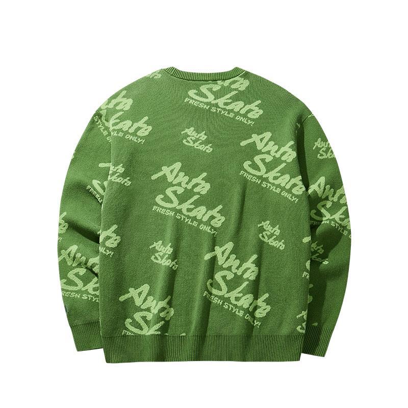 Anta All Over Print Letter Crew Neck Breathable Versatile Loose Sweatshirt Unisex Sweatshirt Vibrant-Green 172448705S-2