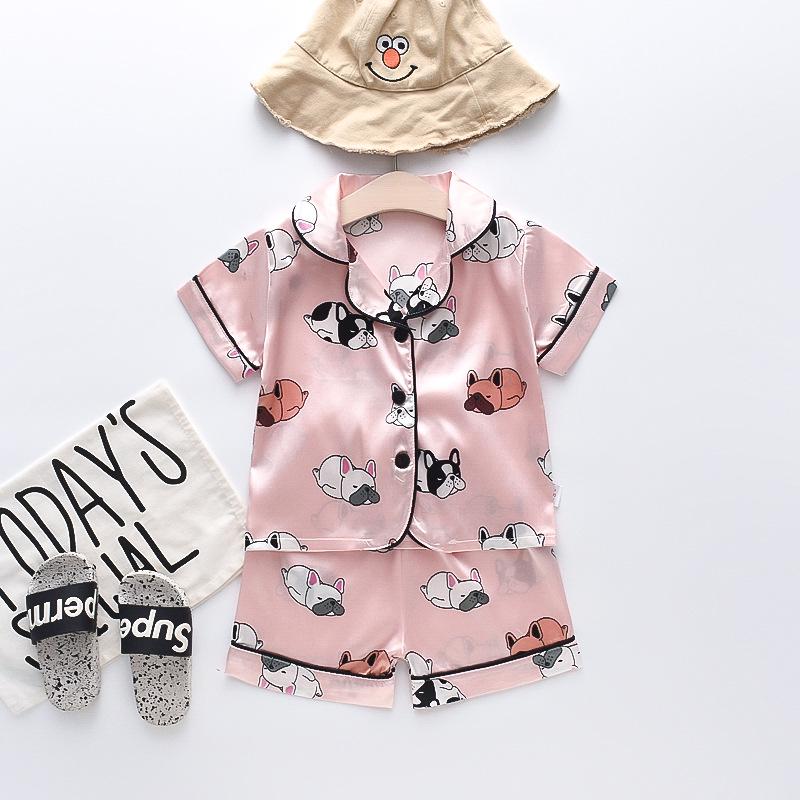 BB58 Mufurui Summer Kids' Silk Bear Cartoon Pajama Short Sleeve Two-Piece Set