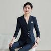 Women's Black Autumn Waist-Slimming Suit Jacket Workwear Set