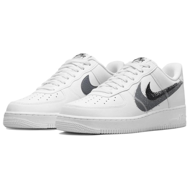Nike Air Force 1 Low '07 Spray Paint Swoosh White Black Grey Sneakers FD0660-100