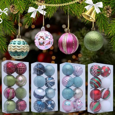 24/8x Multicolors Electroplated Painting Christmas Balls for Xmas Tree Hanging Pendants Ornaments New Year Party Home Decor Ball