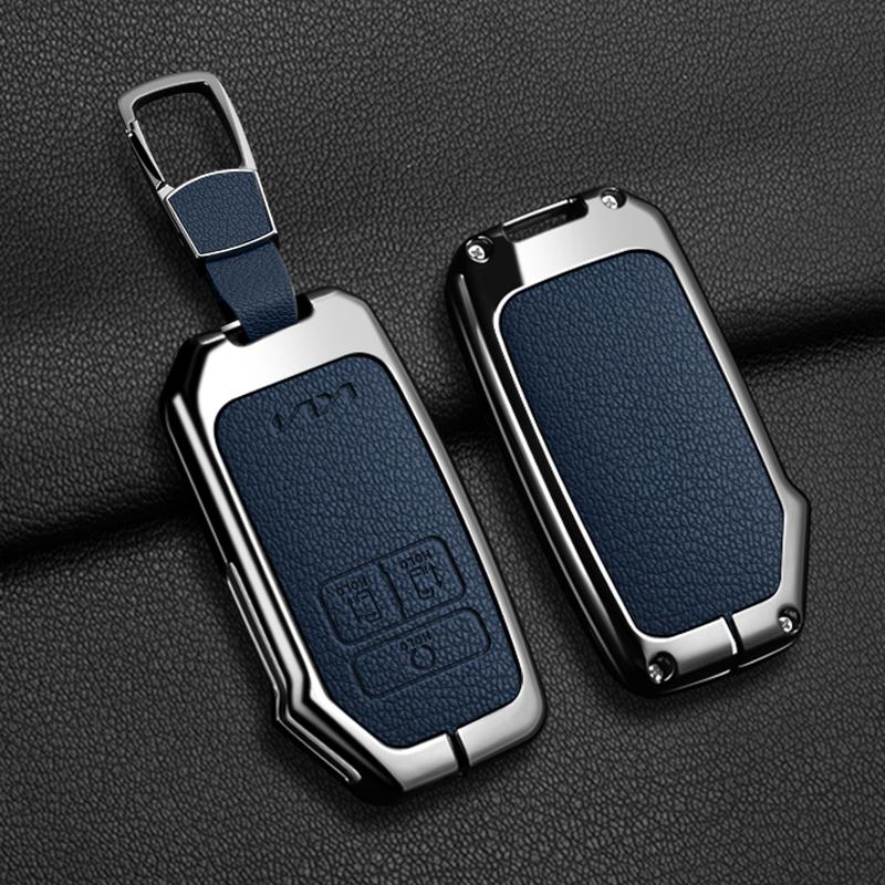 7 Buttons Car Key Case Cover for Kia K5 K3 K4 Sportage Carnival Sedona Zinc Alloy Leather Shell Fob Holder Keychain Accessories
