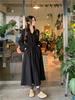 2026 Spring French Minimalist A-Line Long Sleeve Waist-Cinching Dress - Women's Elegant Slimming Design