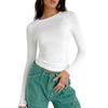 Mode Oansatz Tees Streetwear Tops Frauen Einfarbig Slim Fit Einfache T-shirts Frühling Herbst Casua Langarm T-shirts 30423