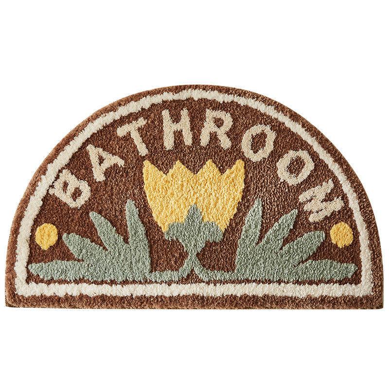 Ins Simple Semicircle Absorbent Bathroom Floor Mat Thickened Non-slip Carpet Toilet Washroom Toilet Door Mat