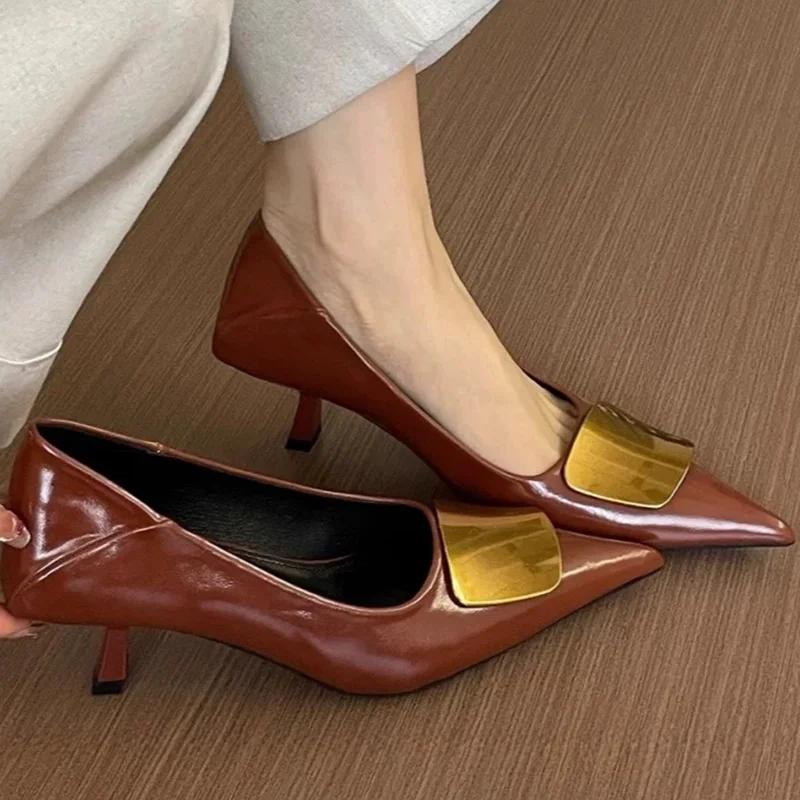 Fashion Pointed Toe Women Mid Heels Shoes Summer Dress Fashion Pumps Stilettos Elegant Woman Sandals Designer 2025 Trend Femme Zapatos