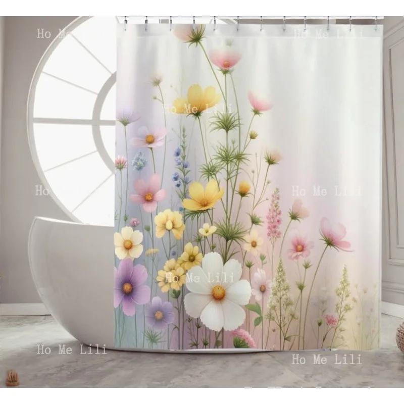 Wildflower Shower Curtains Housewarming Gift Home Botanical Curtain Wildflowers Decor Floral Bathroom Flowers