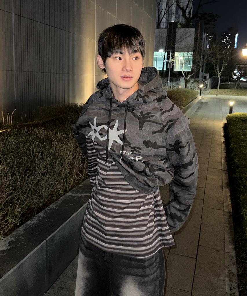 SOMEPLACE MAN Multi-Stripe Raglan Striped Layering Long Sleeve [Brown]