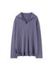 Xiao He Women's 2025 Autumn Wool & Mulberry Silk Blend Polo Collar Knit Pullover