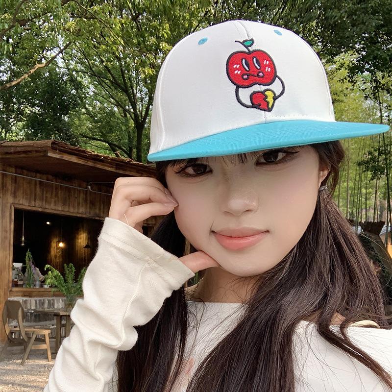 Apple Embroidery Flat Edge Cap Women's Summer New Hat American Hip Hop Skateboard Student Baseball Cap