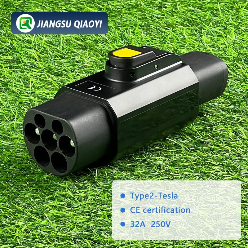 EVqiaoyi TYPE2 For Tesla Adapter 7.2kw TYPE2 Charging Pile to Tesla Car Charging Adaptor, Suitable for Model 3/Y/X/S