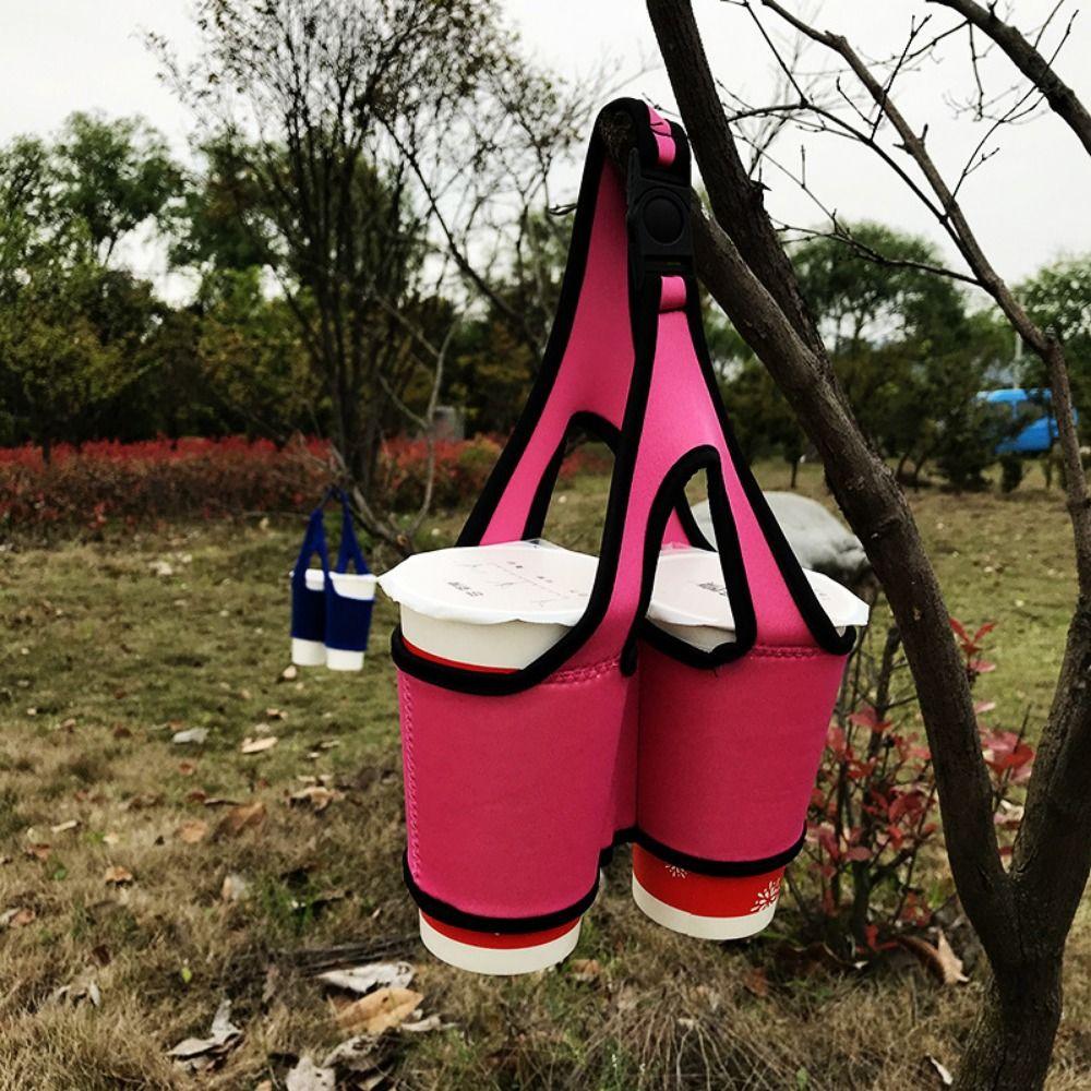Reusable Double Cup Beverage Holder Collapsible Iced Coffee Cup Sleeve Sports Bottle Case Hiking