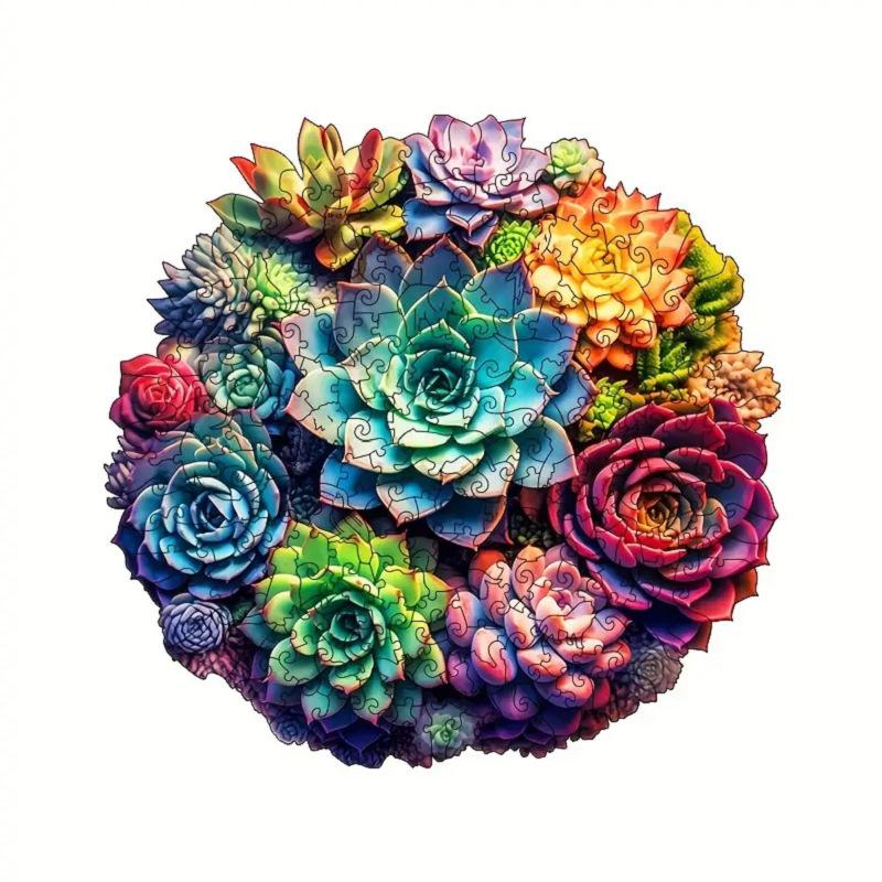 Succulent Wooden Puzzle Bird Special-Shaped Animal Wooden Adult Toy Flower Acrylic