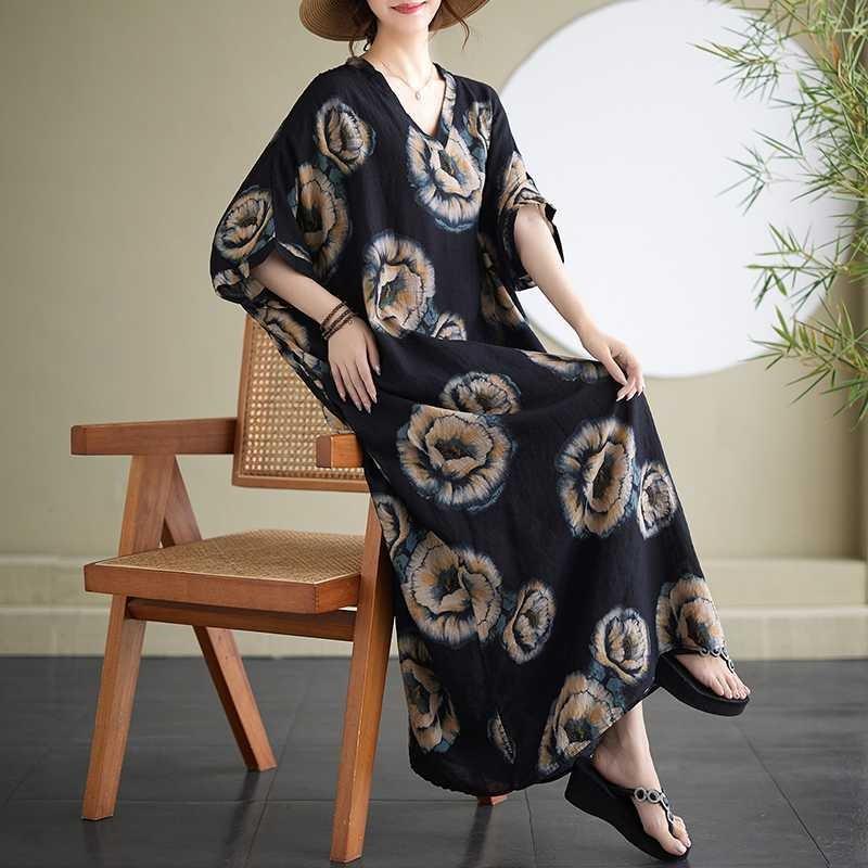 V-Neck Vintage Long Flesh-Covering Dresses