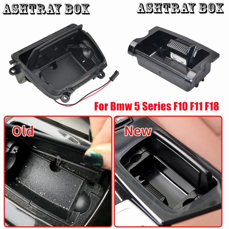 For Bmw 5 Series F10 F11 F18 2010 2011 2012 2013 2014 2015 2016 Black Car Ashtrays Liner Console Ashtray Box OEM 51169206347