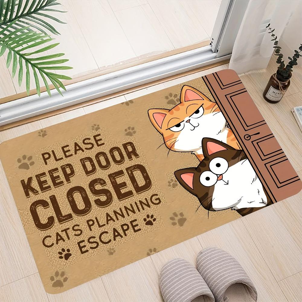 1pc Cat Welcome Doormat Keep Door Closed Cats Planning Escape Doormat Household Machine Indoor Decoration Floor Mat Polyester Mat Mat