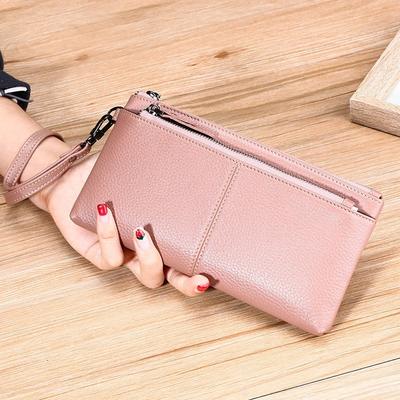 Portafogli da donna in pelle con strato superiore, alla moda, pochette da donna, con cerniera, portafoglio mobile