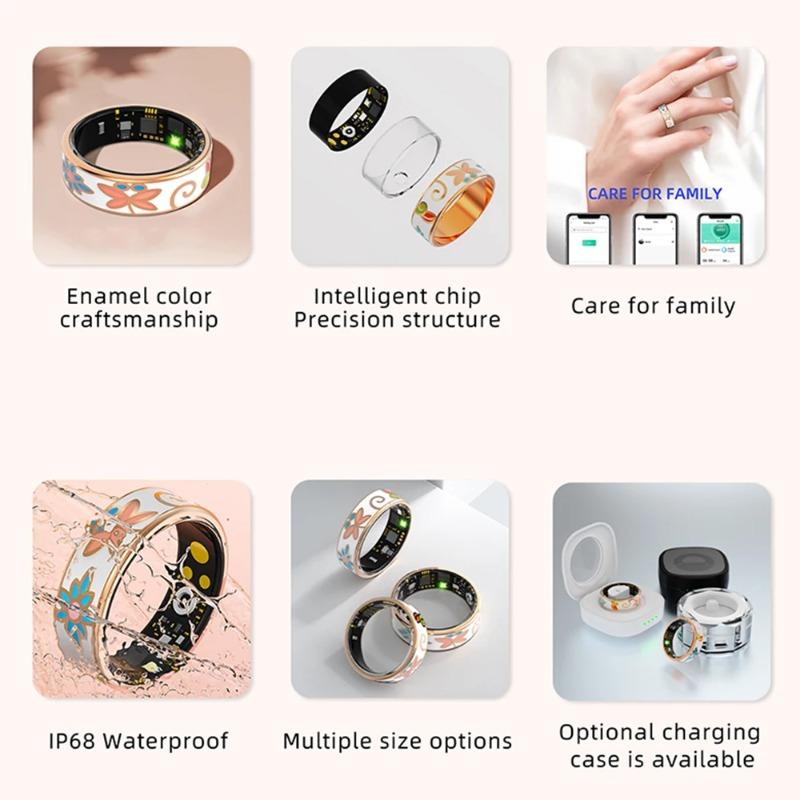 R18 Color Enamels Fashion Women Smart Ring Female Stainless Steel Intelligent Finger Ring Lady IP68 Waterproof Fitness Tracker