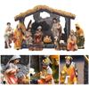 Nativity Manger Set 12-pcs Resin Hand-painted Nativity Figurines Christmas Nativity Figurine Collection Holy Family Religious