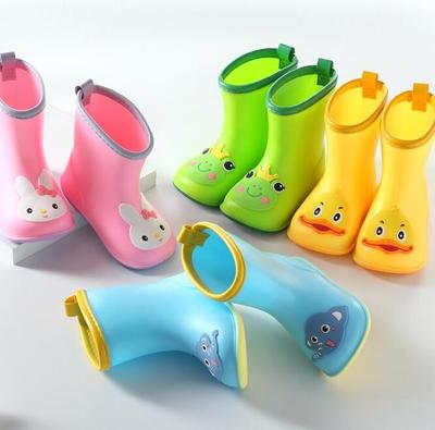 Fashion Wide Round Toe Children Rainboots Baby PVC Rubber Waterproof Kids Water Shoes Cartoon Non-slip Rain Boots For Kid's Outdoor