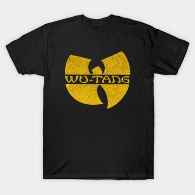 Men Black Print T-shirt Wu-Tang Clan Wu-Tang Clan Logo -Wutang  Clan Vintage  9Os Vintage Style No-Cut Transfer Paper Print Cotton Tshirt