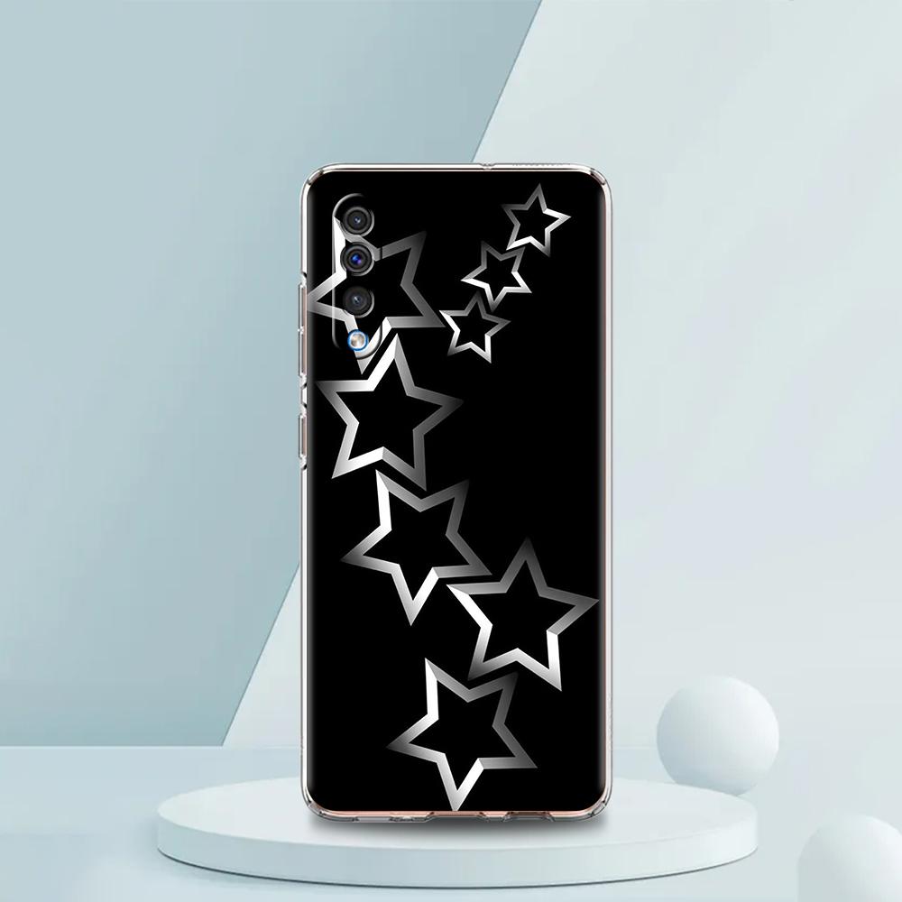 

Прозрачный чехол для телефона для Samsung Galaxy A16 A14 A12 A22 A24 A42 A06 A20 A30 A40 Мягкий ТПУ Чехлы Серебристый Узор Пятиконечная Звезда Samsung A24 4G