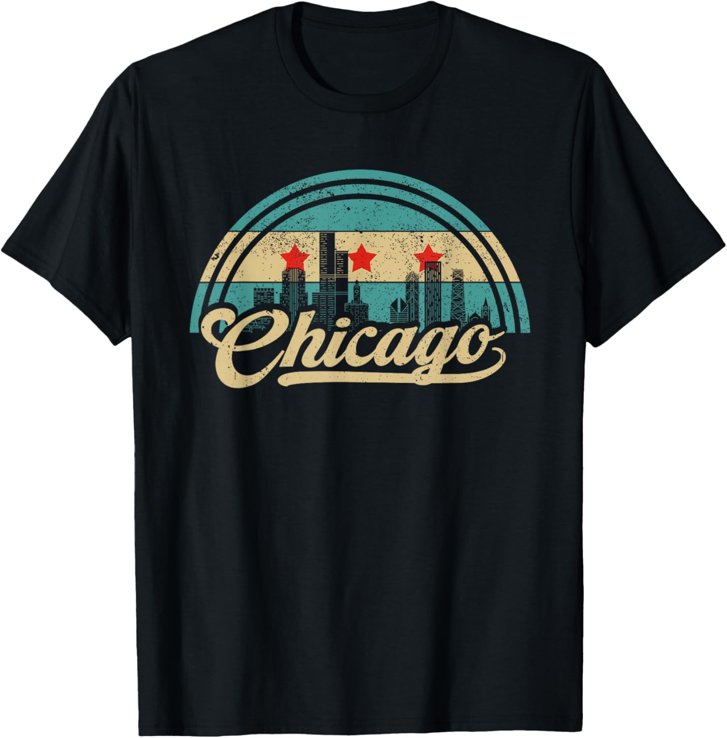 Chicago Flag Skyline Vintage USA Chicago Flag Illinois USA T-Shirt S