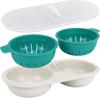 Microwave Egg Poacher Double Cup Egg Bowl Cooker Steamer High Capacity 2 Cups Design Cookware Draining Eggs Basket Boiler BPA