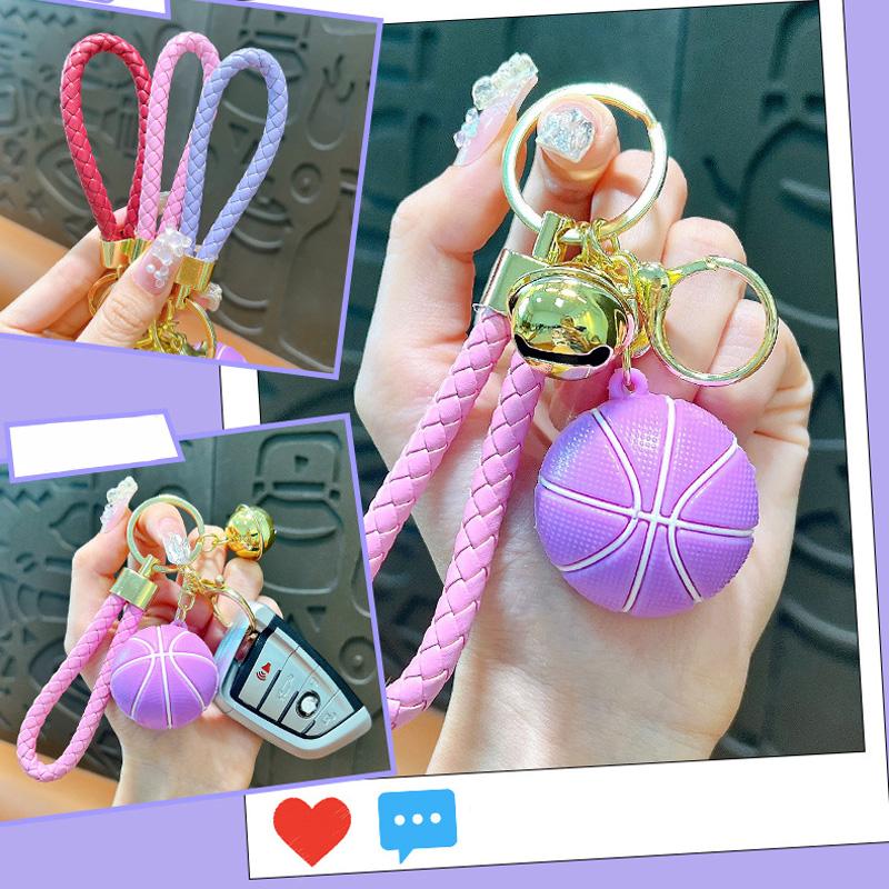 1/2Pcs Keyring Holder Creative Colorful Key Accessories Basketball Keychain 9 Colors Car Key Chain Plastic Ball Bag Pendant