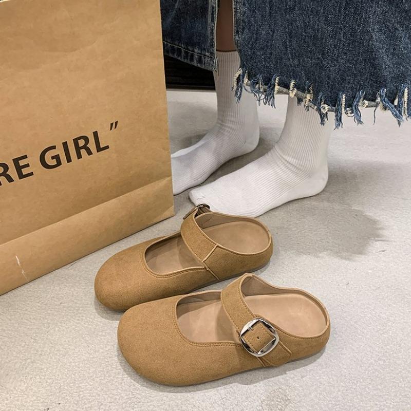 Fashion Designer Women's Closed Toe Slippers Suede Leather Clogs Sandals Women Retro Fashion Garden Mule Clog Slides Zapatillas De Mujer