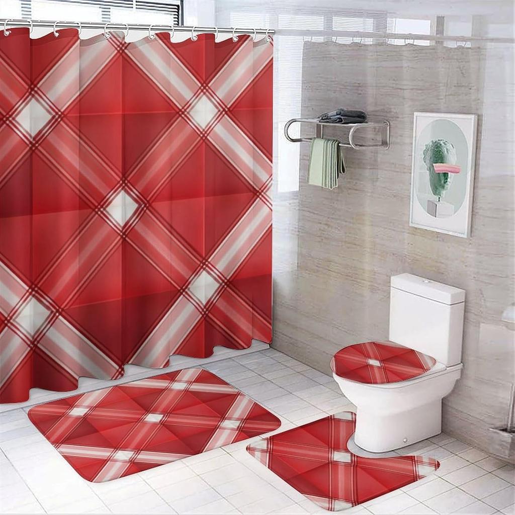 Bathroom Curtain And Rug Set, Colorful Paw Prints Pattern Printed On Bathroom Decor Sets With Shower Curtains And Rugs,
