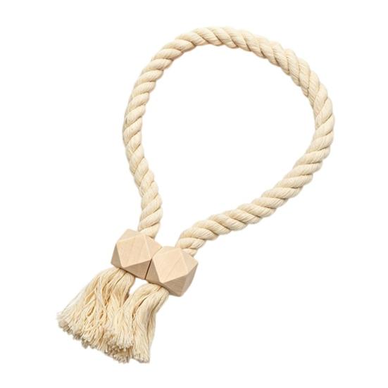1Pc Boho Magnetic Curtain Tieback, Twisted Rope Wooden Bead Curtain Holders, Decorative Drapery Holdbacks for Bedroom Living Room