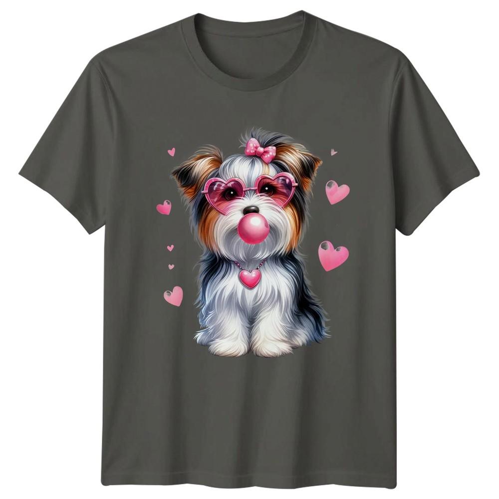 Puppy Dog Heart Glasses Bubblegum Animals Dogs Unisex Unisex Graphic Tee S