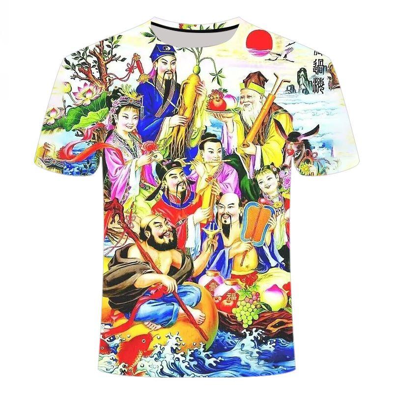 2024 Latest 3D Printed Short Sleeves, Personalized,Creative, Ancient Painting Patterns, Men's and Women's Round Neck T-shirts