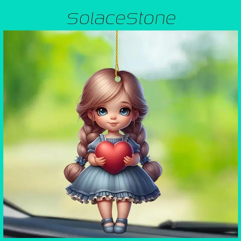 Unique Acrylic Car Pendant Charming Cartoon Design Versatile Home Decor Accessory