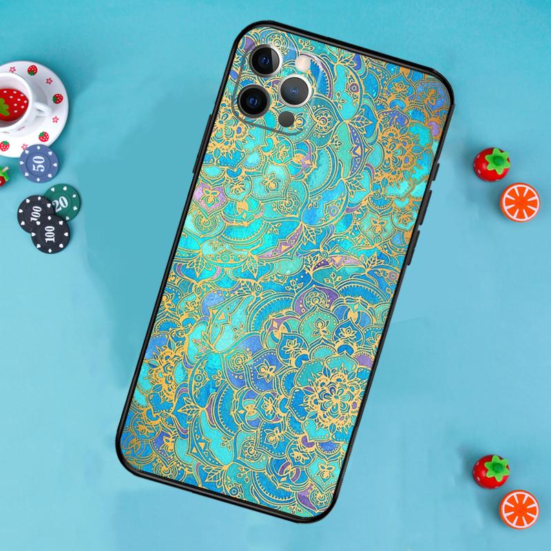 

Elegant Mandala Floral Design Phone Case For iPhone 17 Air 14 16 15 11 12 13 Pro Max 12 13 mini 15 16 Plus 16e Cover Funda iPhone 14