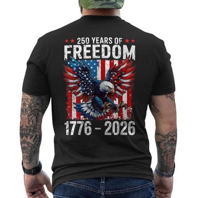 250 Years of Freedom 1776 2026 Patriotic Bald Eagle USA Flag ON BACK TShirt Unisex T-Shirt