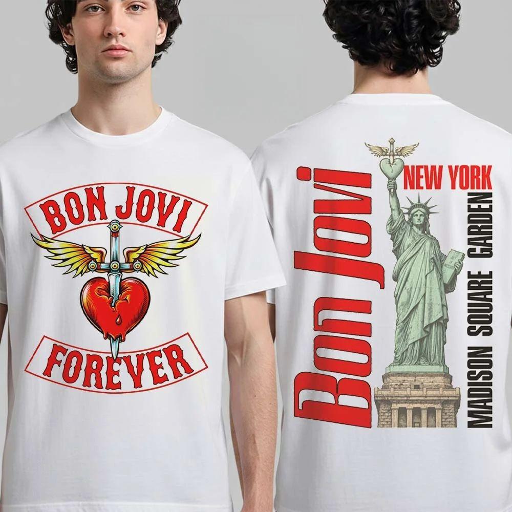 Bon Jovi 2026 Forever Tour Merch T-Shirt Herren Damen Sommer Rock Kleidung Oversize Kurzarm Top Streetwear Unisex