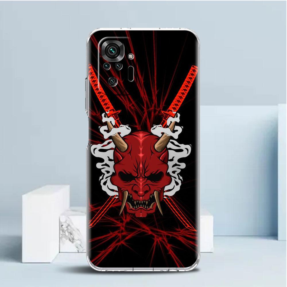 Husă Mască Samurai Oni Pentru Xiaomi Redmi Note 11 Pro 10 9 9S 8 8T 7 9A 9C 9T 10 10C K40 Husă Moale Transparentă TPU Pentru Telefon