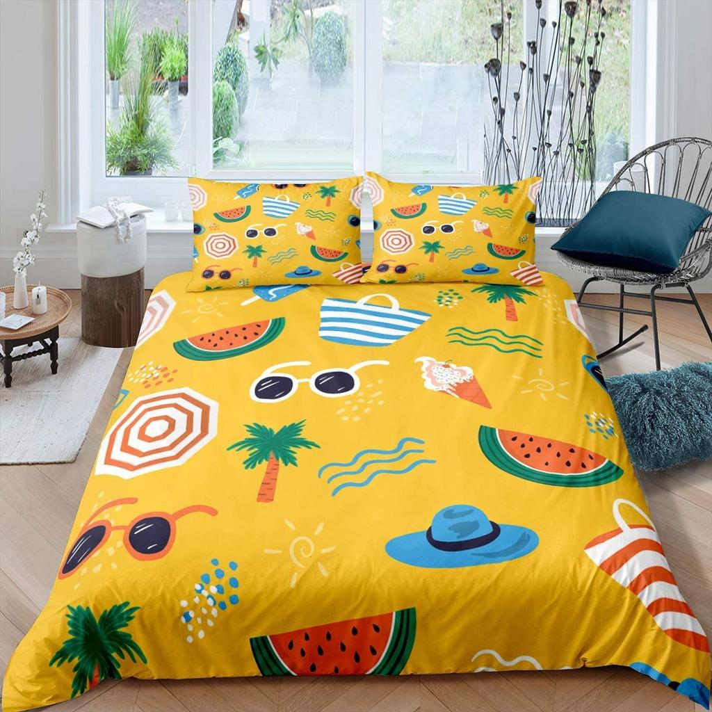 Watermelon Duvet Cover Set Green Red Polyester King Queen Full Size Bedding For Kids Teens Adults