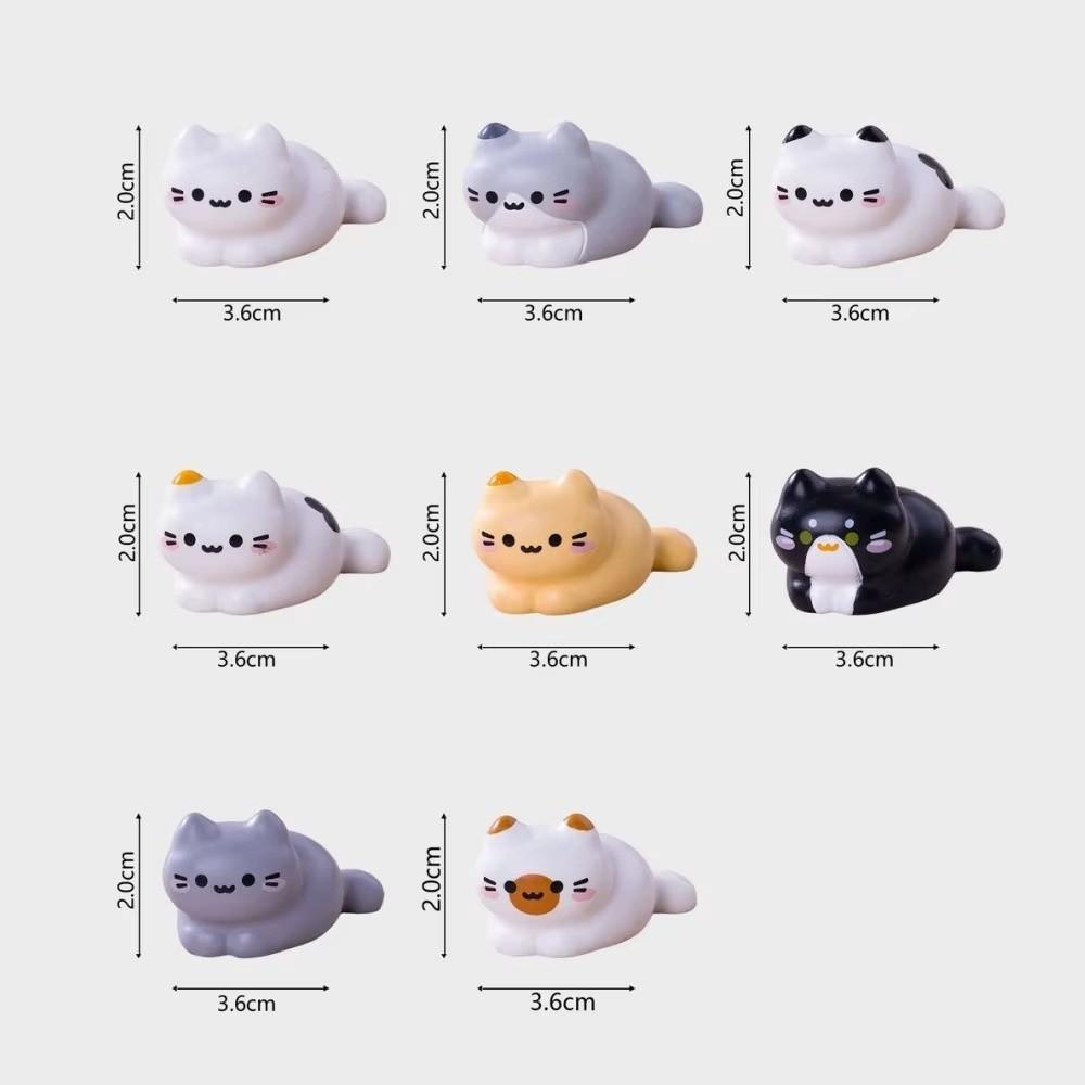 8 Pc Cartoon Cat Miniature Figure Resin Mini Size Cat Model Ornaments Tiny Design Adorable Kitten Micro Landscape Ornament