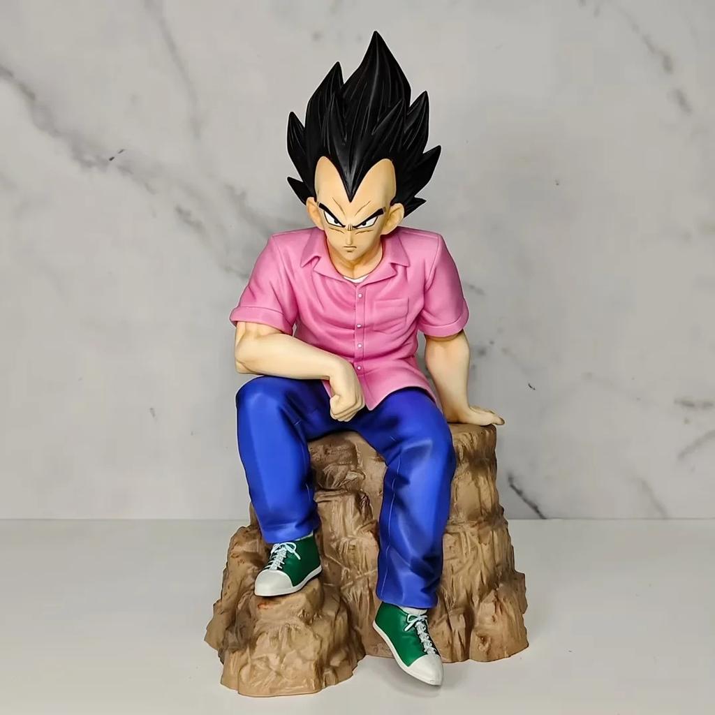 Anime Dragon Ball Z Figure Super Saiyan Vegeta Casual Wear Sitting Figures Sitting Gk Statue PVC Model Doll Ornament Toys Gift