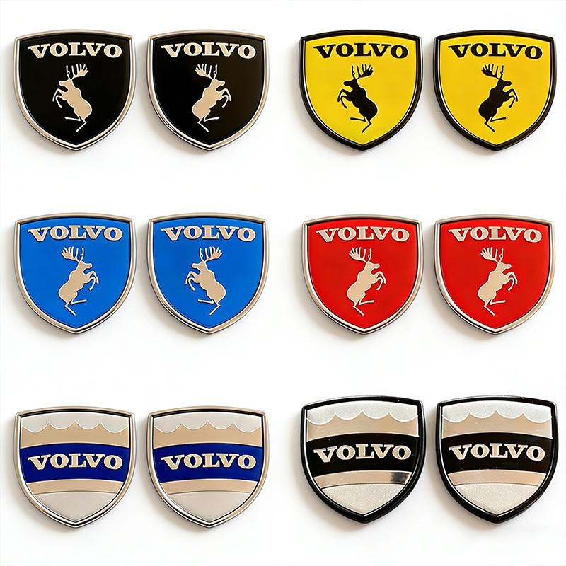 2 Stück Volvo Elch Logo Schild Abzeichen 3D Metall Aufkleber für Alle Auto Kofferraum Kotflügel - Auto Styling Dekoration Zubehör