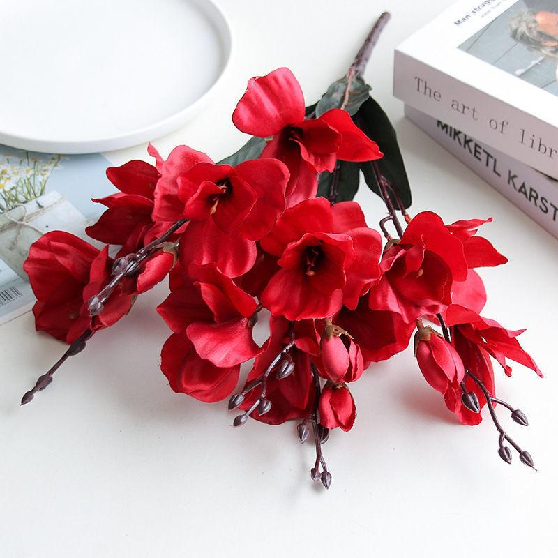 A Single 5-pronged 20-head Artificial Magnolia Flower Home Decoration Piece, Plastic Artificial Flower Shooting Prop