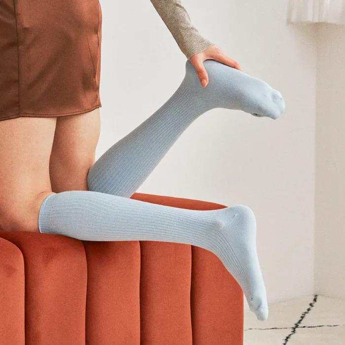 STB024 Standard Cotton Rib Knee Socks (6 Colors)