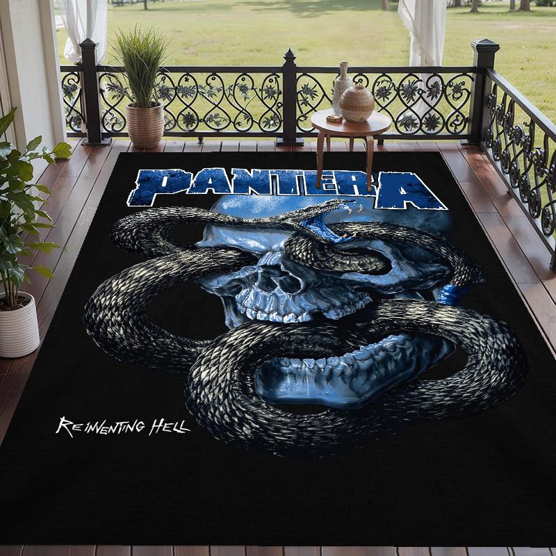 Crystal Velvet Rug with Pantera Design, Soft Non-Slip Floor Mat for Living Room Bedroom Decor