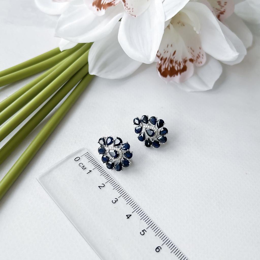 Silver Earrings with Natural Sapphire 9.918ct (2150534)